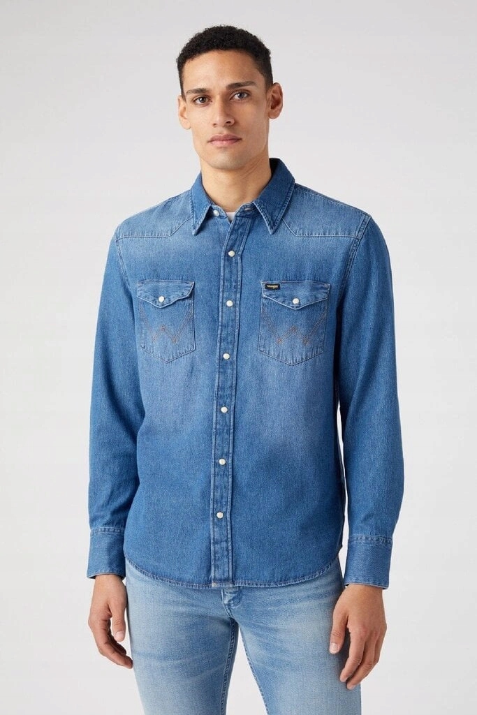Pánská džínová košile Wrangler 27MW Icon MID Stone 112341913 M