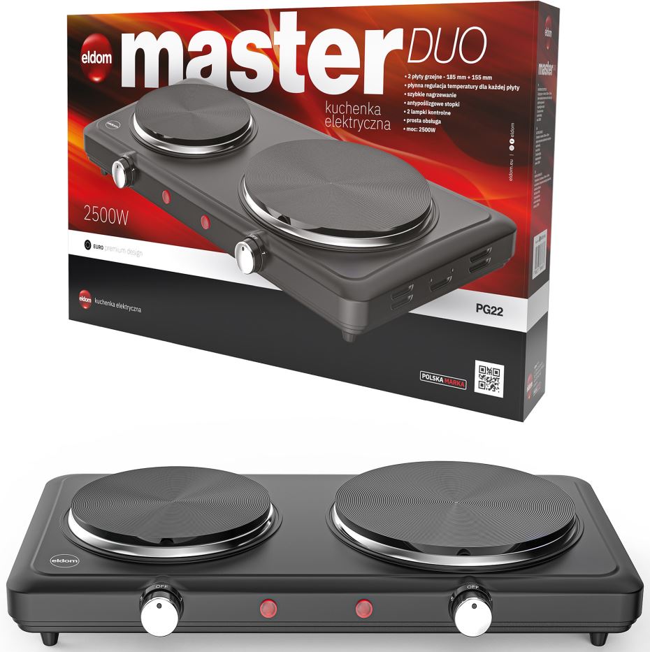 Kuchenka Elektryczna Dwupalnikowa PG22 Przenośna Płyta grzewcza 2600W Eldom