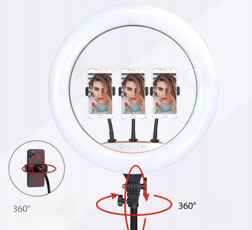 LAMPA PIERŚCIENIOWA 240W RING LED 45cm DUŻA PILOT + STATYW 220cm NA TELEFON EAN (GTIN) 5907076472074