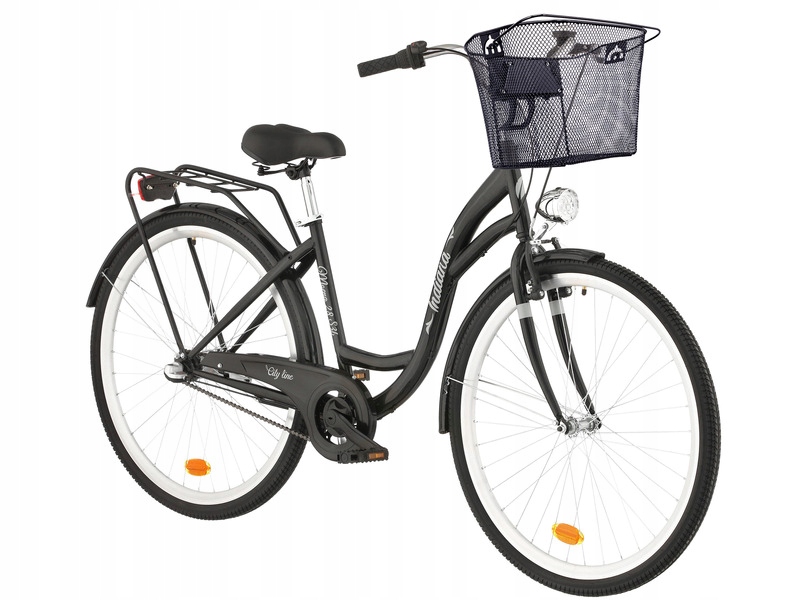 Rower miejski Indiana Moena 28 cali damski Czarny Koszyk VKS-105 Stalowy