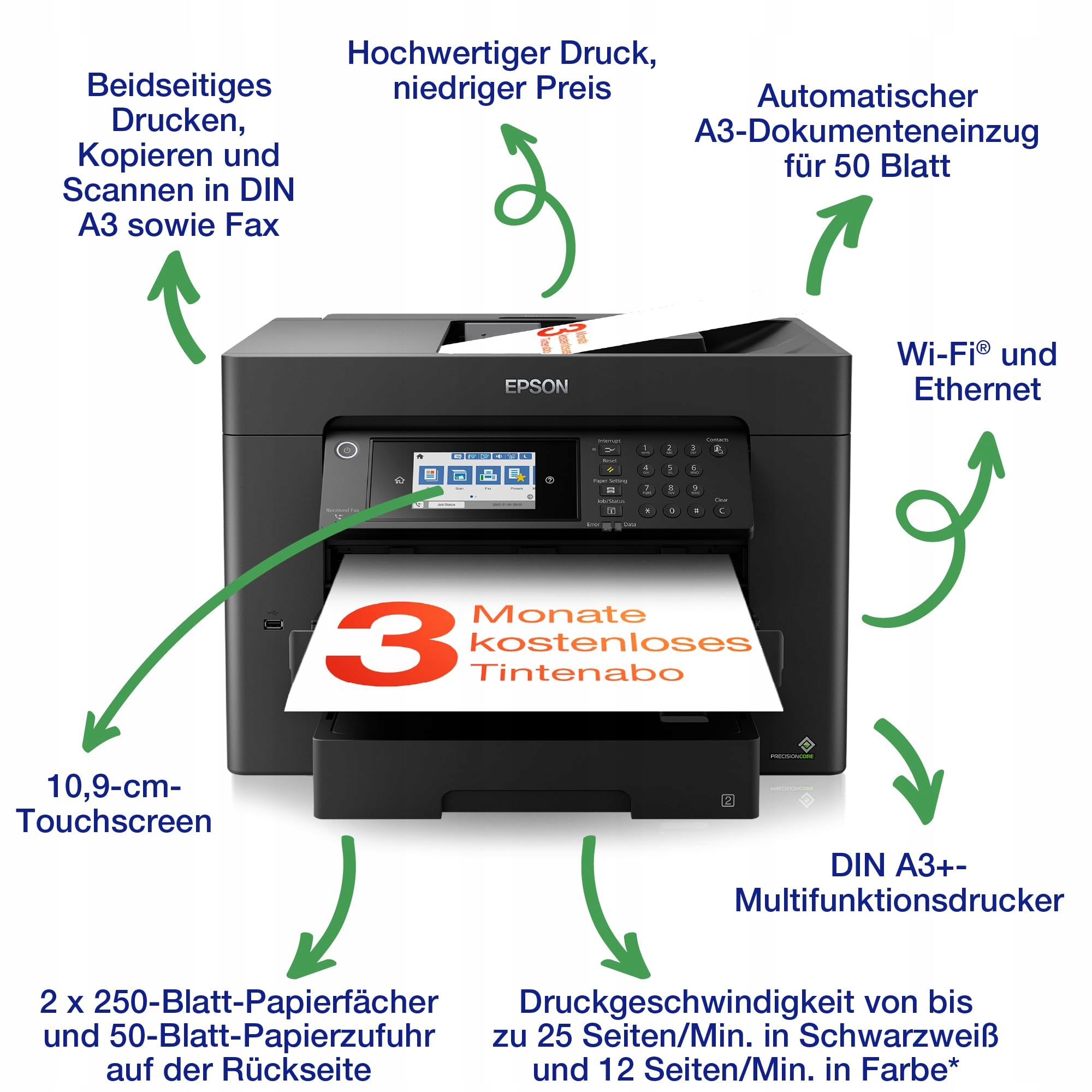 Epson WorkForce WF-7840DTWF A3+ bezprzewodowa wielofunkcyjna drukarka atra — miniatura 2