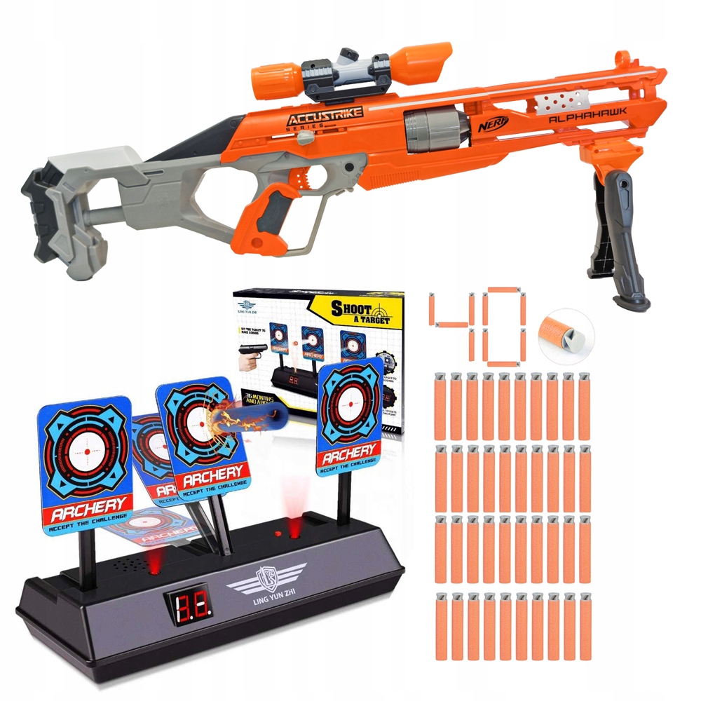 

Nerf Snajperka Alphahawk +dwójnóg Celownik +tarcza
