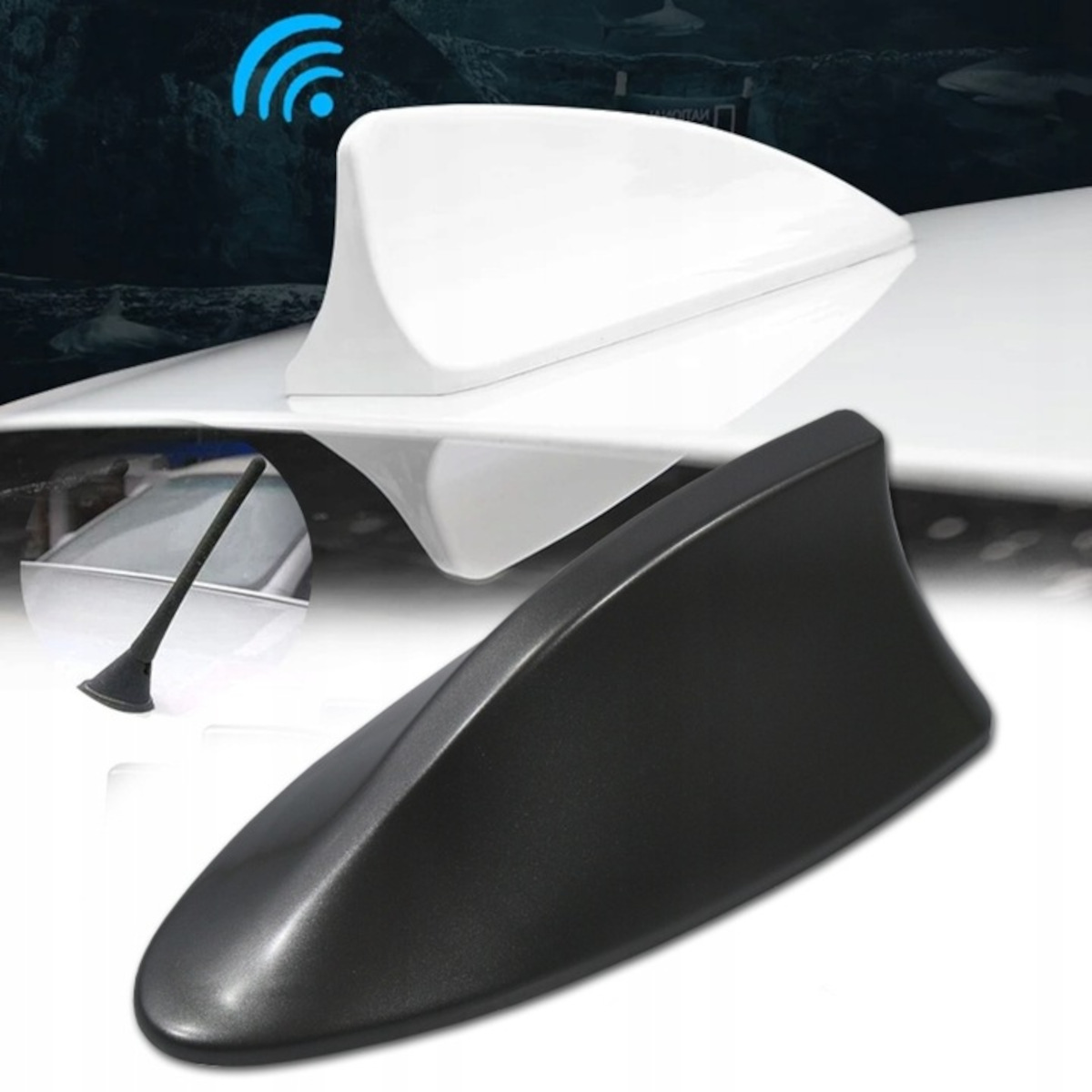 ANTENA SAMOCHODOWA DECHOWA PŁETWA REKINA ZW WZMACNIACZEM GRAFIT UNI BMW AUD