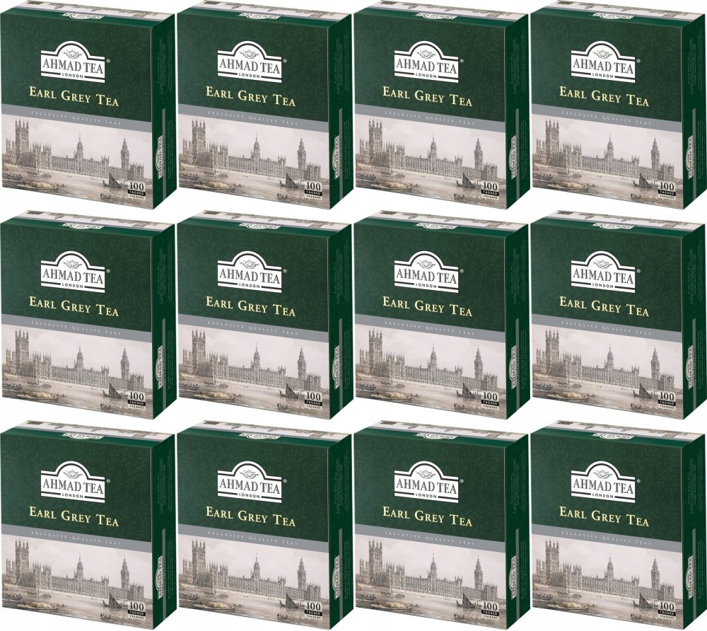 Herbata expressowa czarna Earl Grey Ahmad Tea 100 torebek x 12 Opak