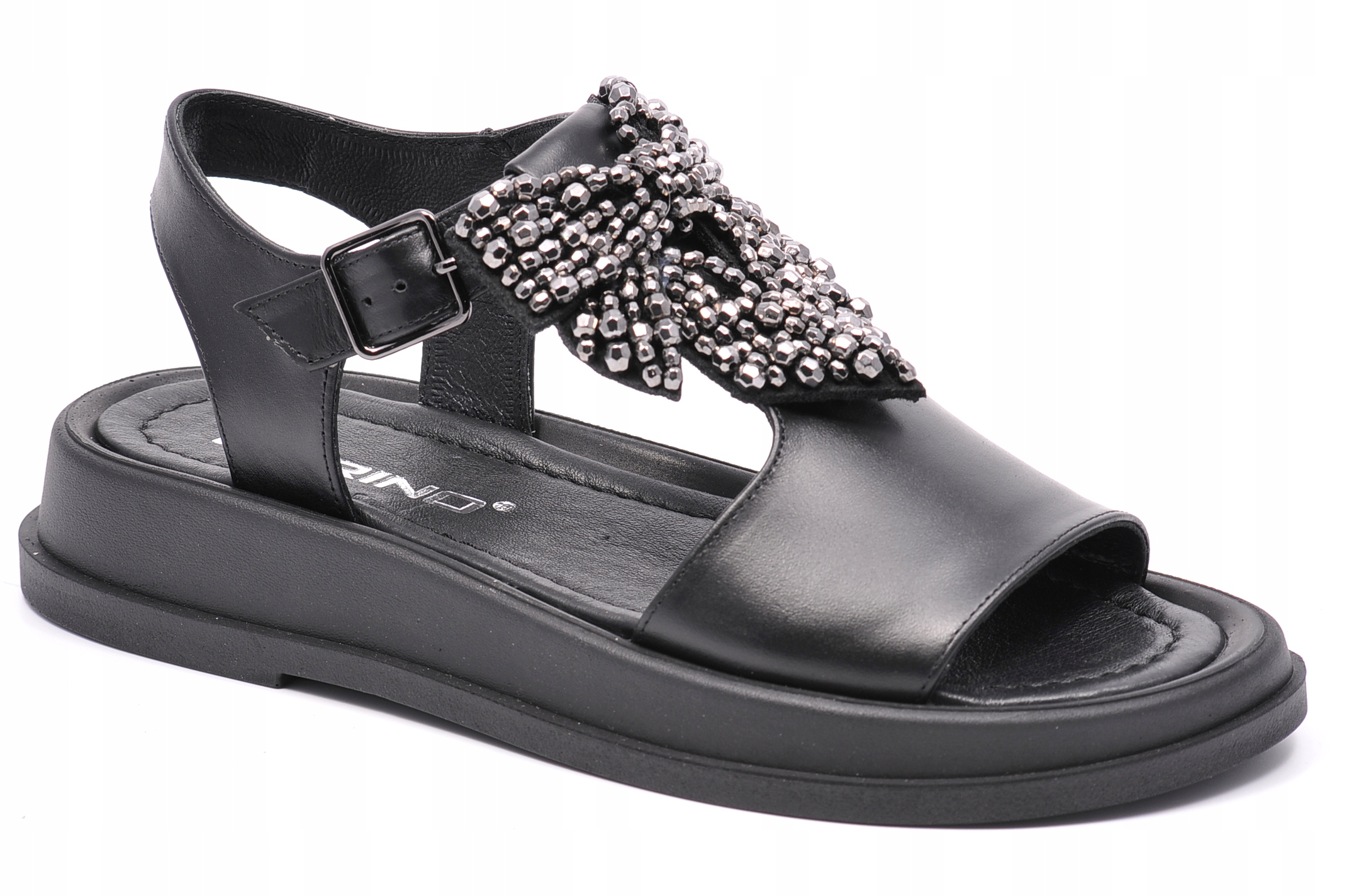 Karino 5013 Černé kožené sandály Velikost 36