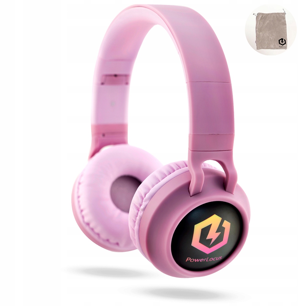 Sluchátka pro děti PowerLocus Buddy Pink Bezdrátová Led Mikro Sd Aux