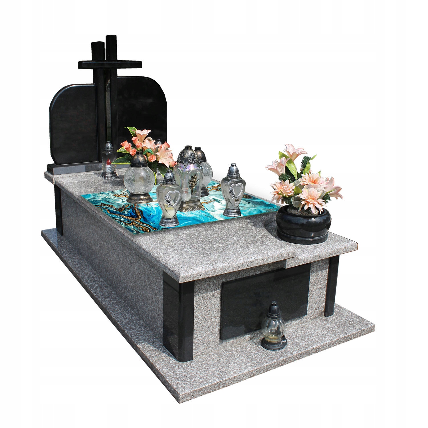 Podstawka DUŻA na CMENTARZ pod ZNICZE Szkło Hartowane POMNIK 90x52cm MARMUR Marka TMK ArtDeko