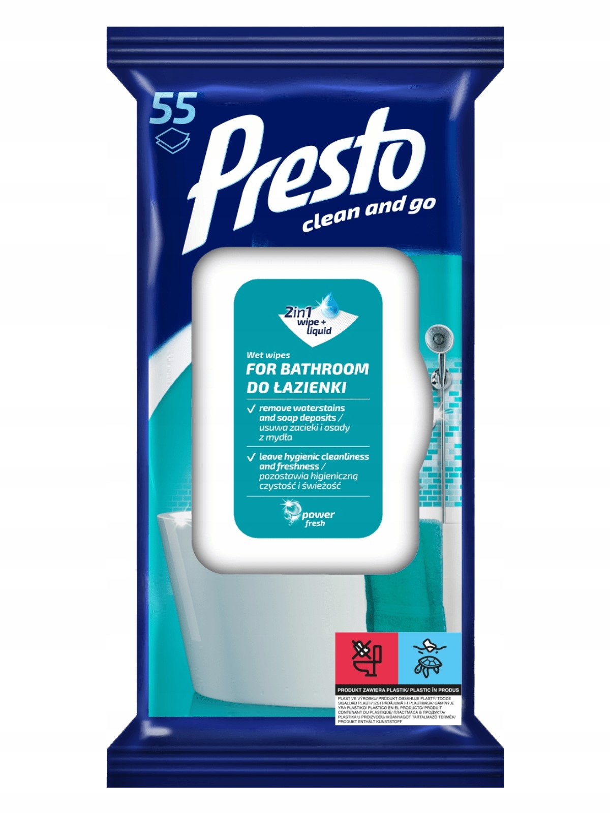 

Presto chusteczki czyszczące 55szt do łazienki
