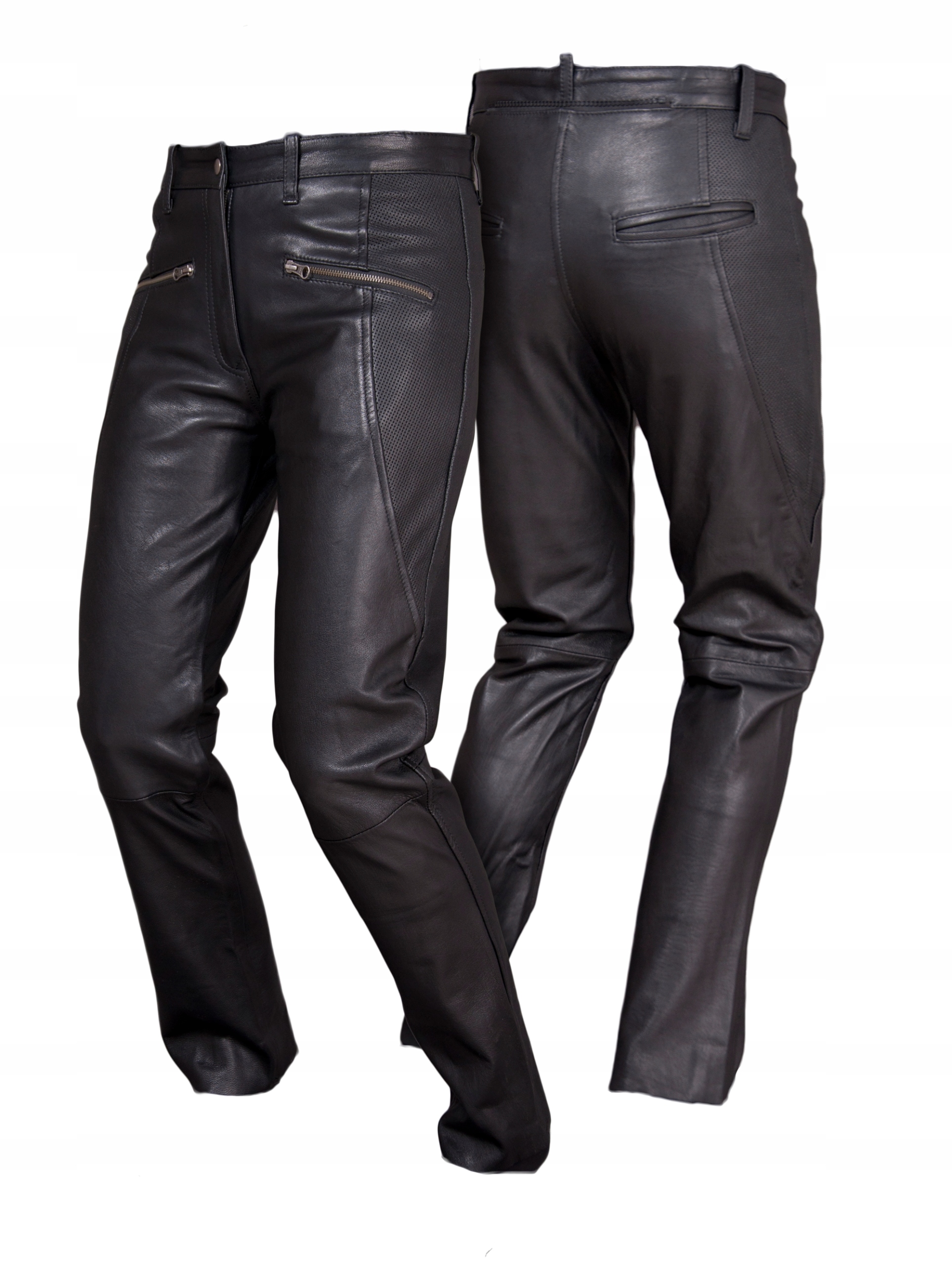 DAMSKIE PROSTE SPODNIE SKÓRZANE PERFORACJA SSD012