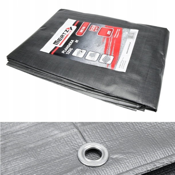 Plachta Mertz vodotěsná vyztužená plachta 120g/m2 6x8M stříbrná M1649