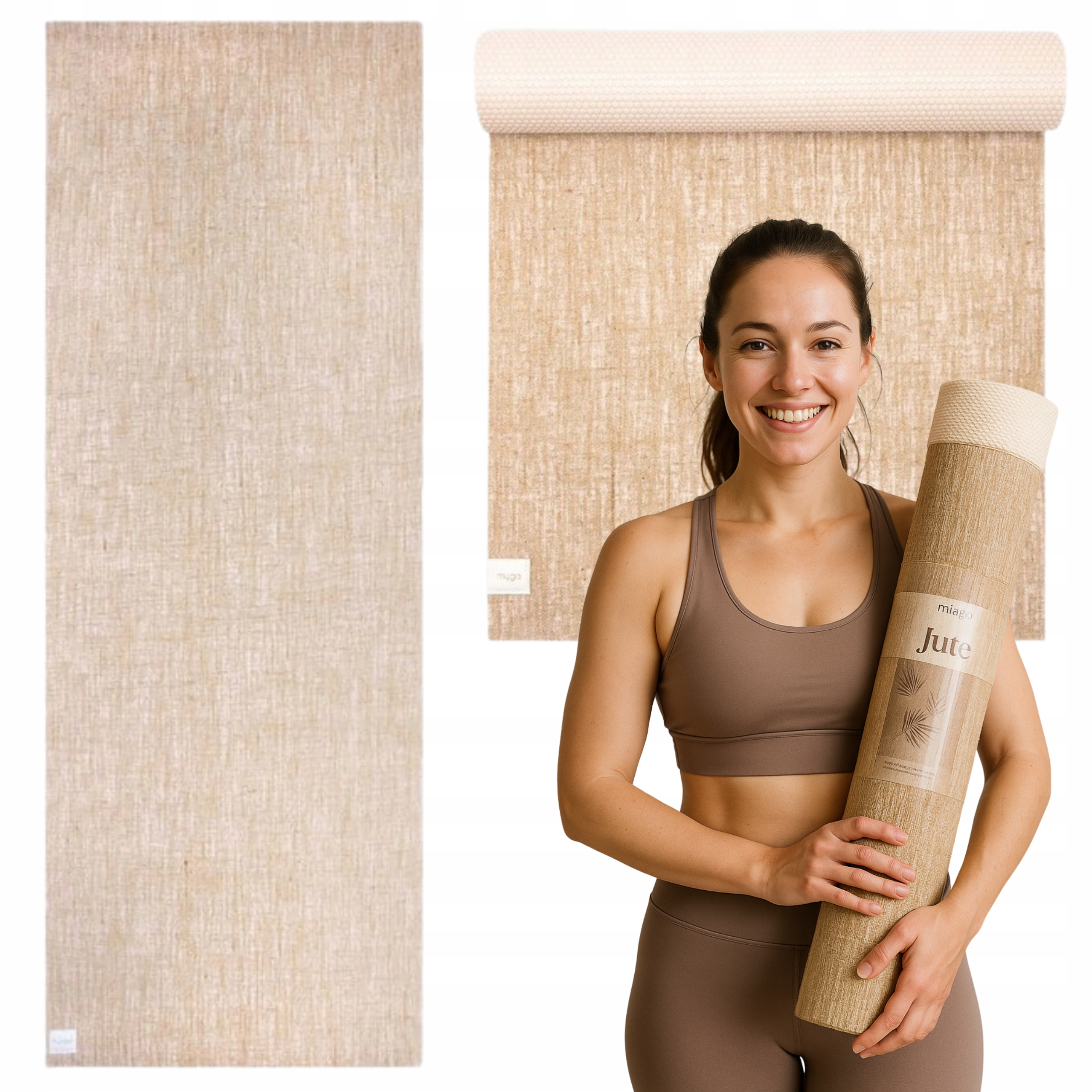 Mata do ćwiczeń jogi myga Jute 5 mm 100% naturalna oddychająca antypoślizgo