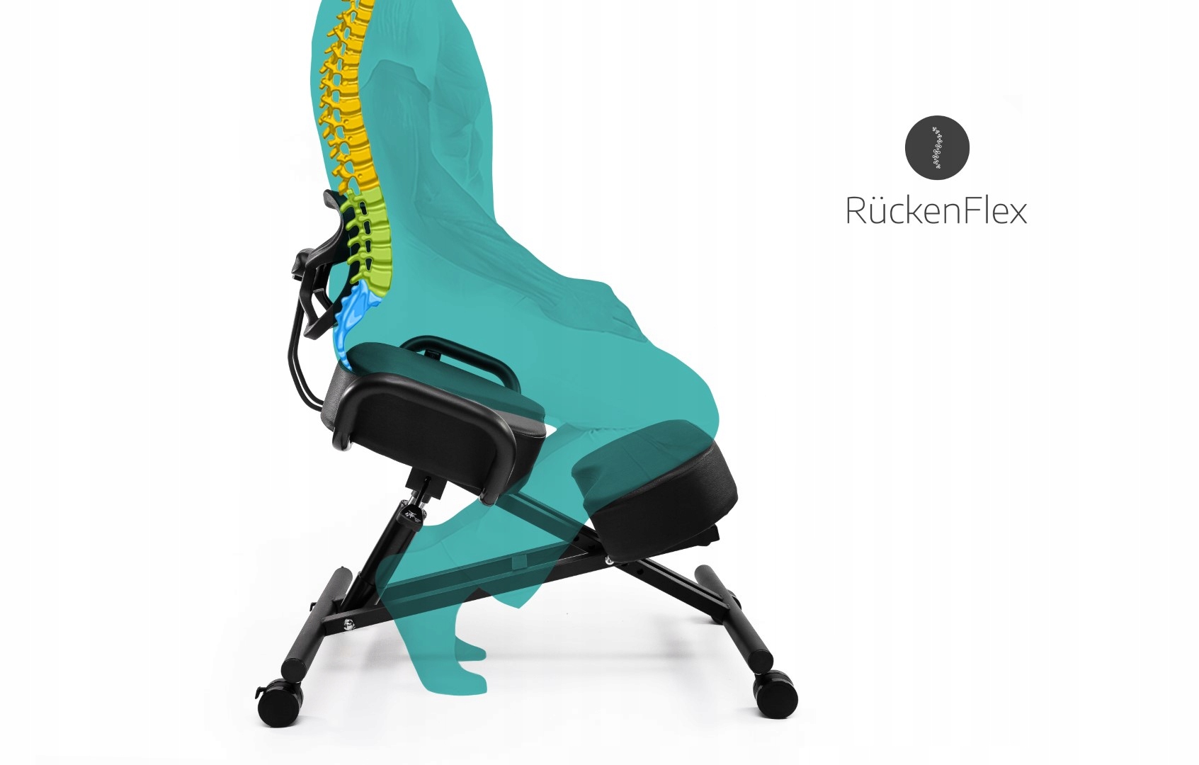 KLĘKOSIAD KRZESŁO ERGONOMICZNE FOTEL BIUROWY Klęcznik__RückenFlex Szerokość mebla 57 cm