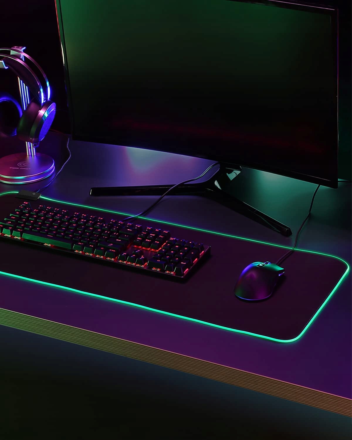 EASEMO Podkładka Gamingowa XXL RGB 7 Kolorów Wodoodporna Antypoślizgowa — miniatura 5