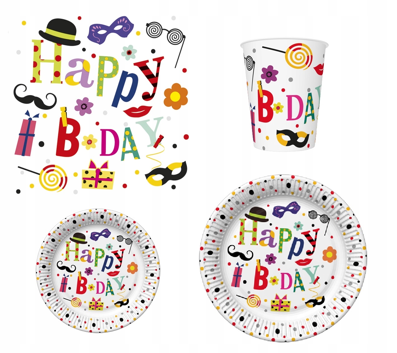 

Zestaw Urodzinowy Talerze Kubki Serwetki 44 Szt.