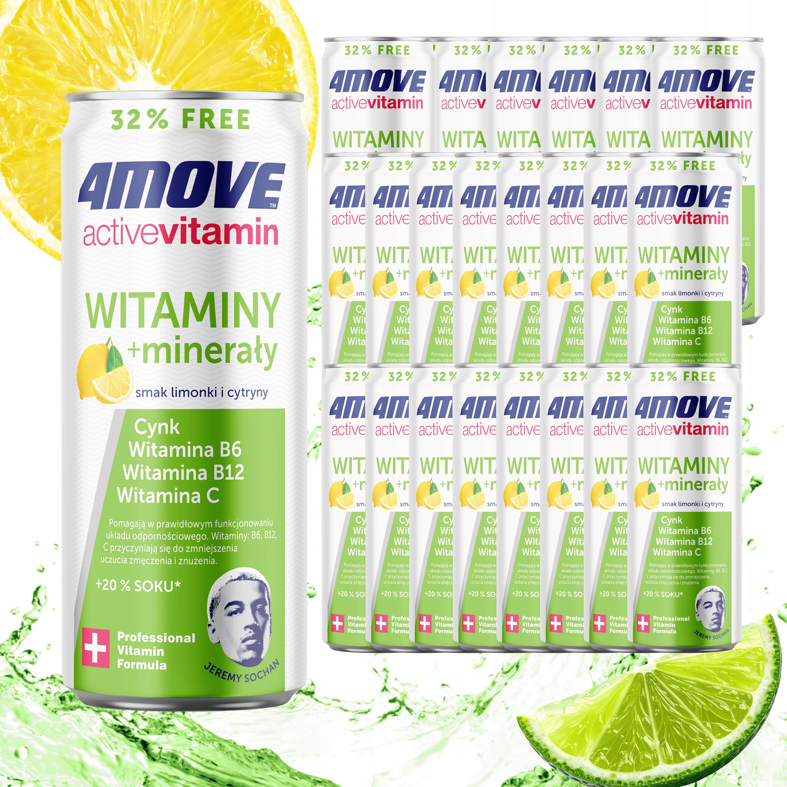 Levně 4MOVE Active Vitamin Vitamíny Minerály limetka citron 24x330 ml