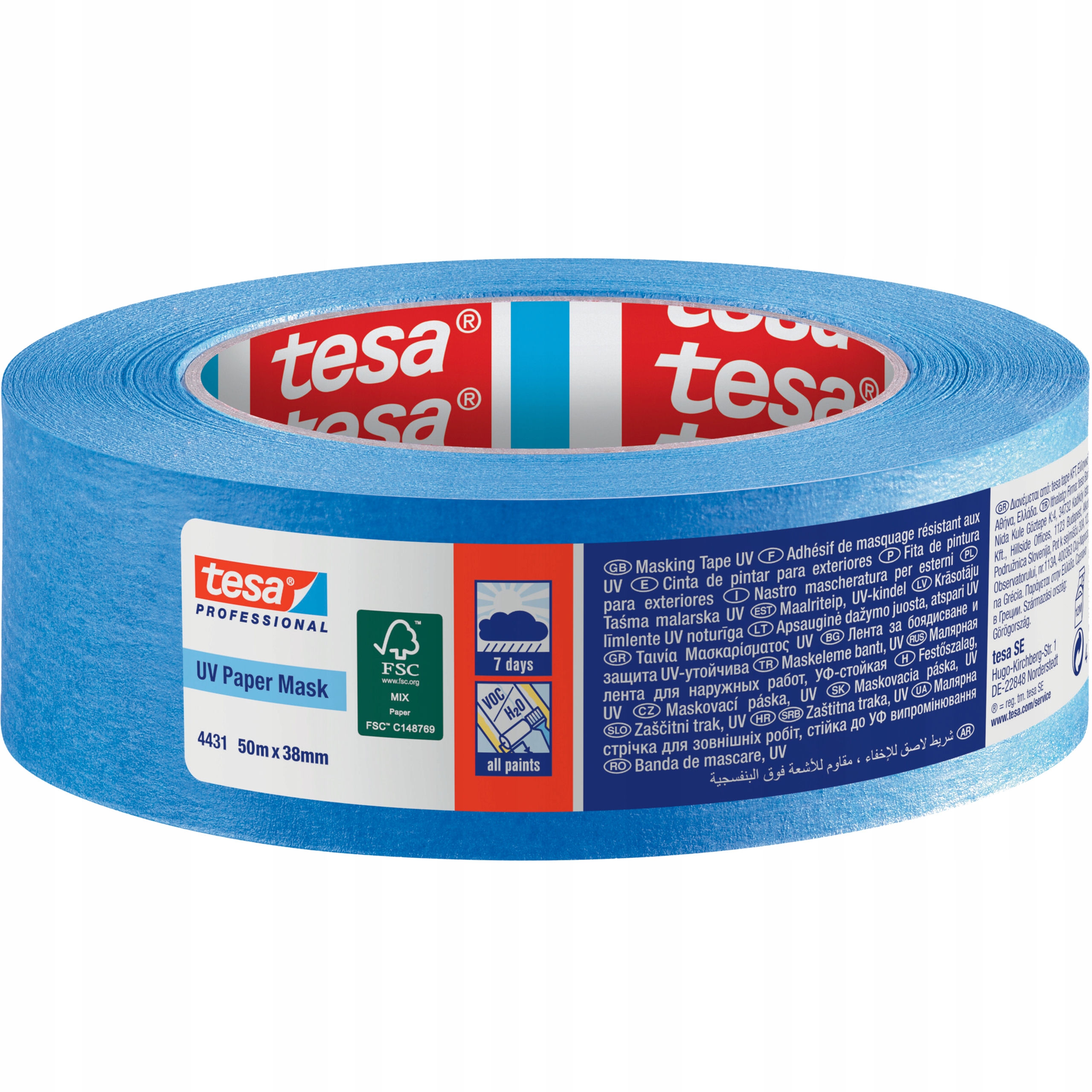 Taśma Malarska Papierowa Maskująca Tesa Uv Tape 38 mm x 50m Niebieska-Zdjęcie-0