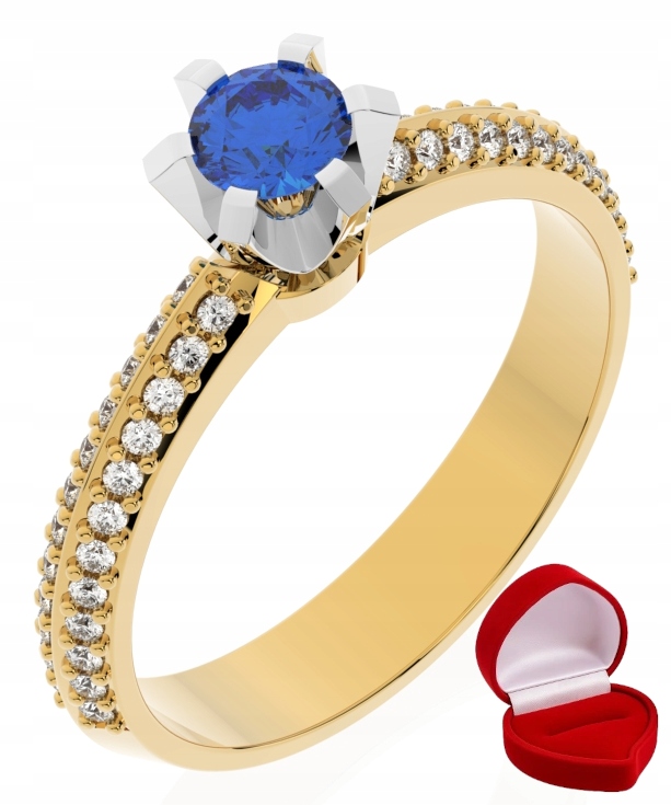 Zlatý Prstýnek 585 14k Safír 0,24 ct Krabička R23