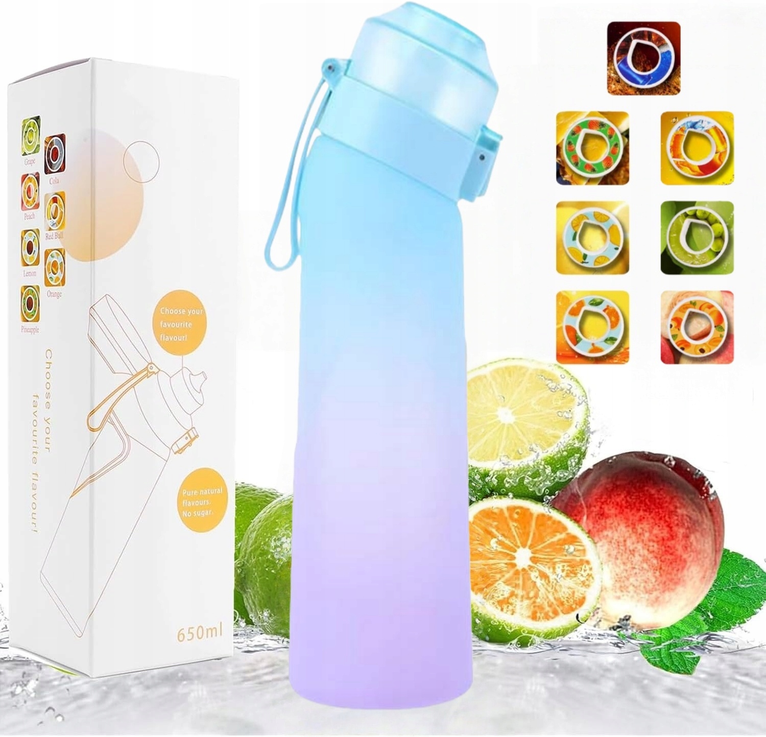 Butelka Na Wode 650ML Gradientowy Fioletowy Przyprawa Butelka Wody -7SZT