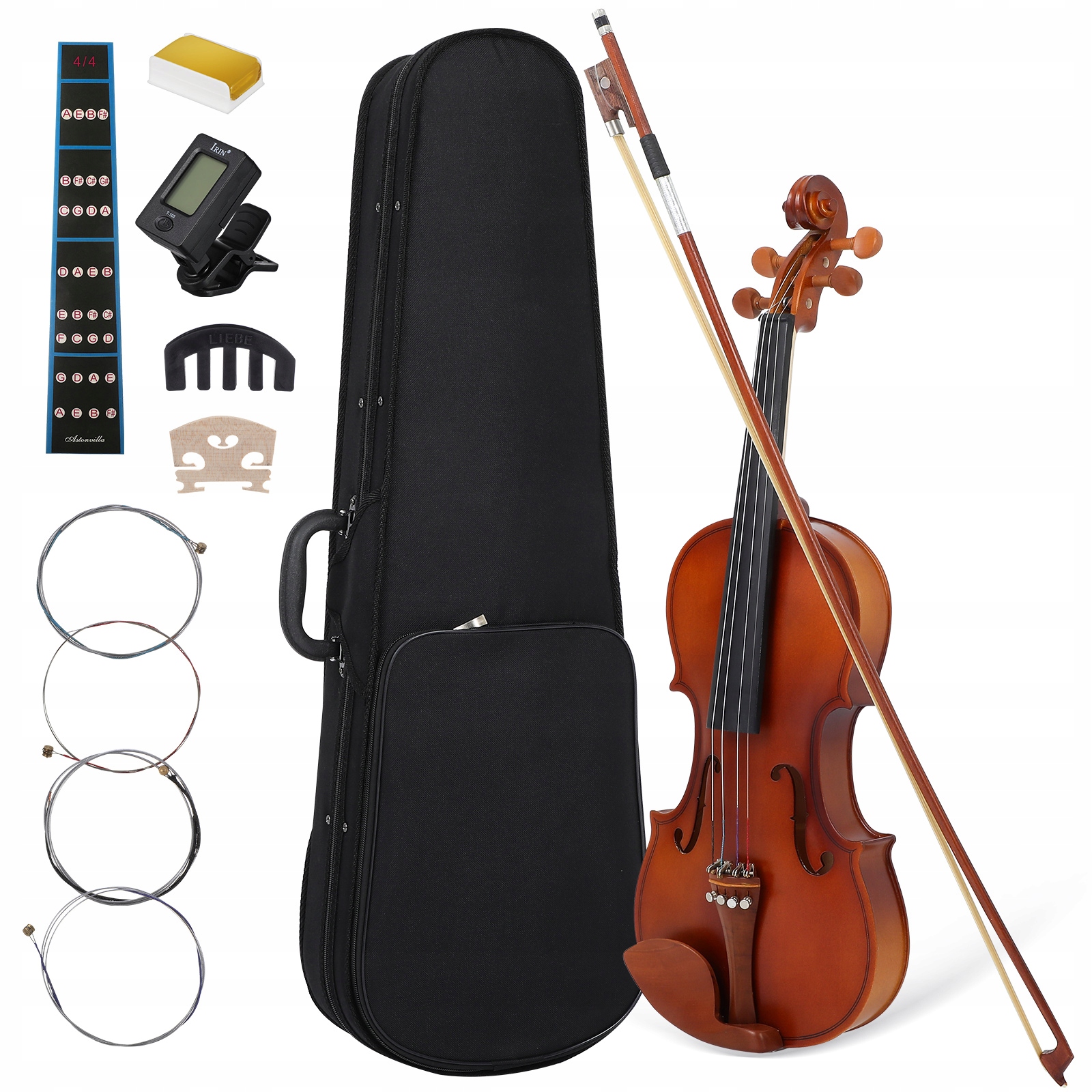 ZESTAW STARTOWY SKRZYPIEC 4/4 IDEALNY DLA DOROSŁYCH I POCZĄTKUJĄCYCH STUDENTÓW