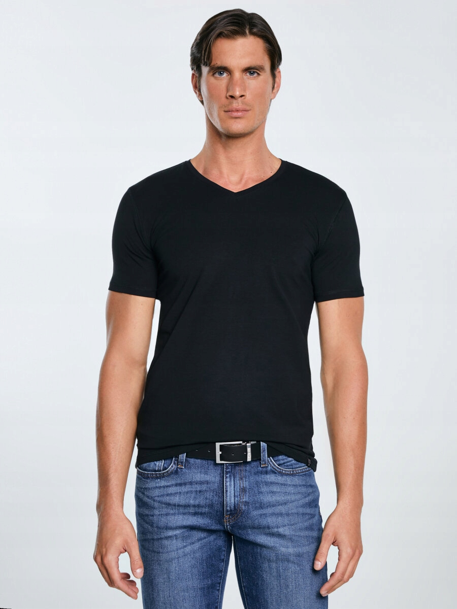 Big Star Koszulka Męska V-neck Basic Czarna XXL