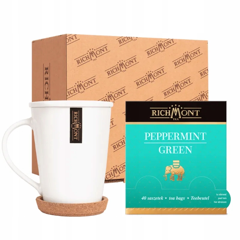 Herbata Richmont Peppermint Green 40 szt porcelanowy zestaw do herbaty