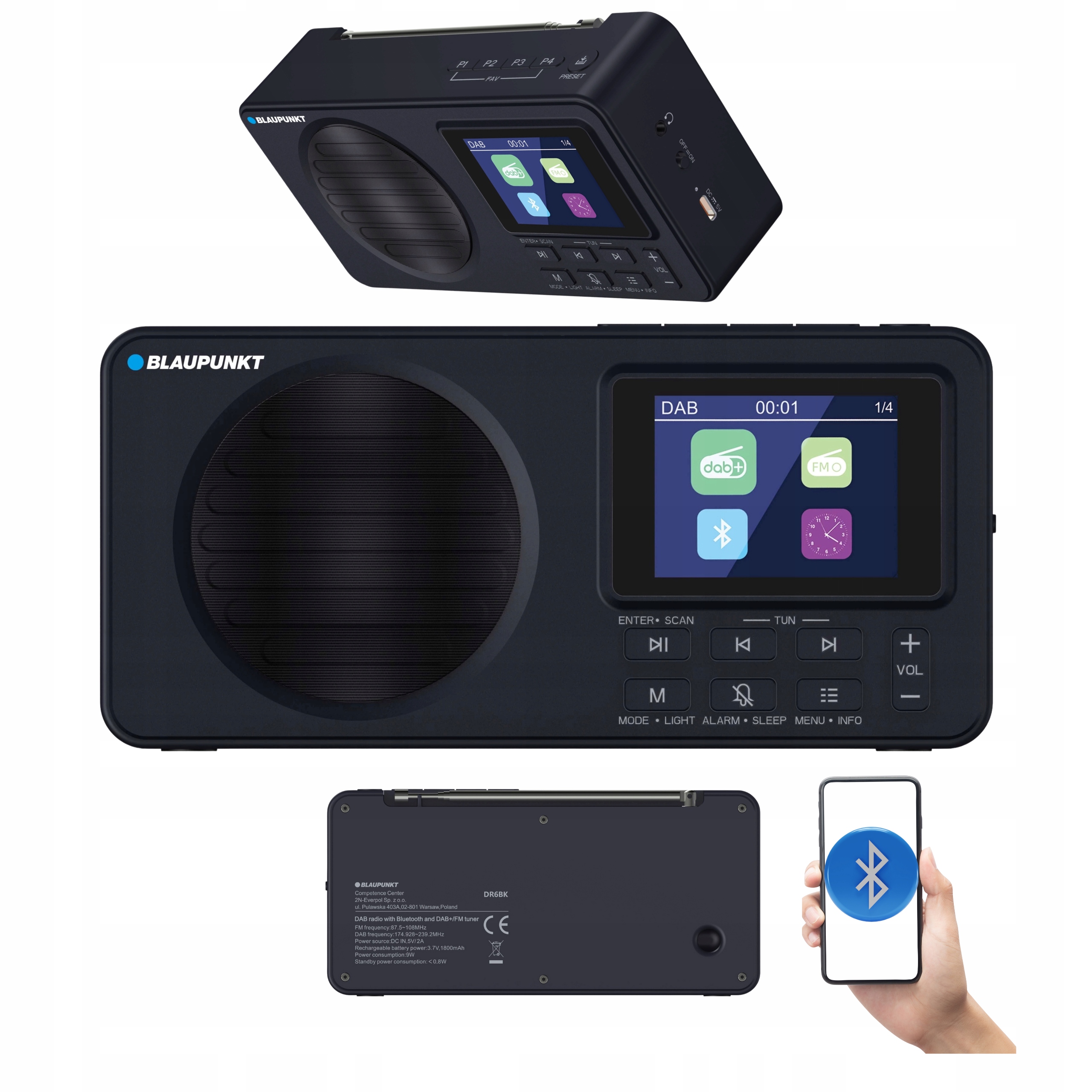 Radio Przenośne Akumulatorowe Kuchenne Budowlane Dab+ Blaupunkt DR6BK