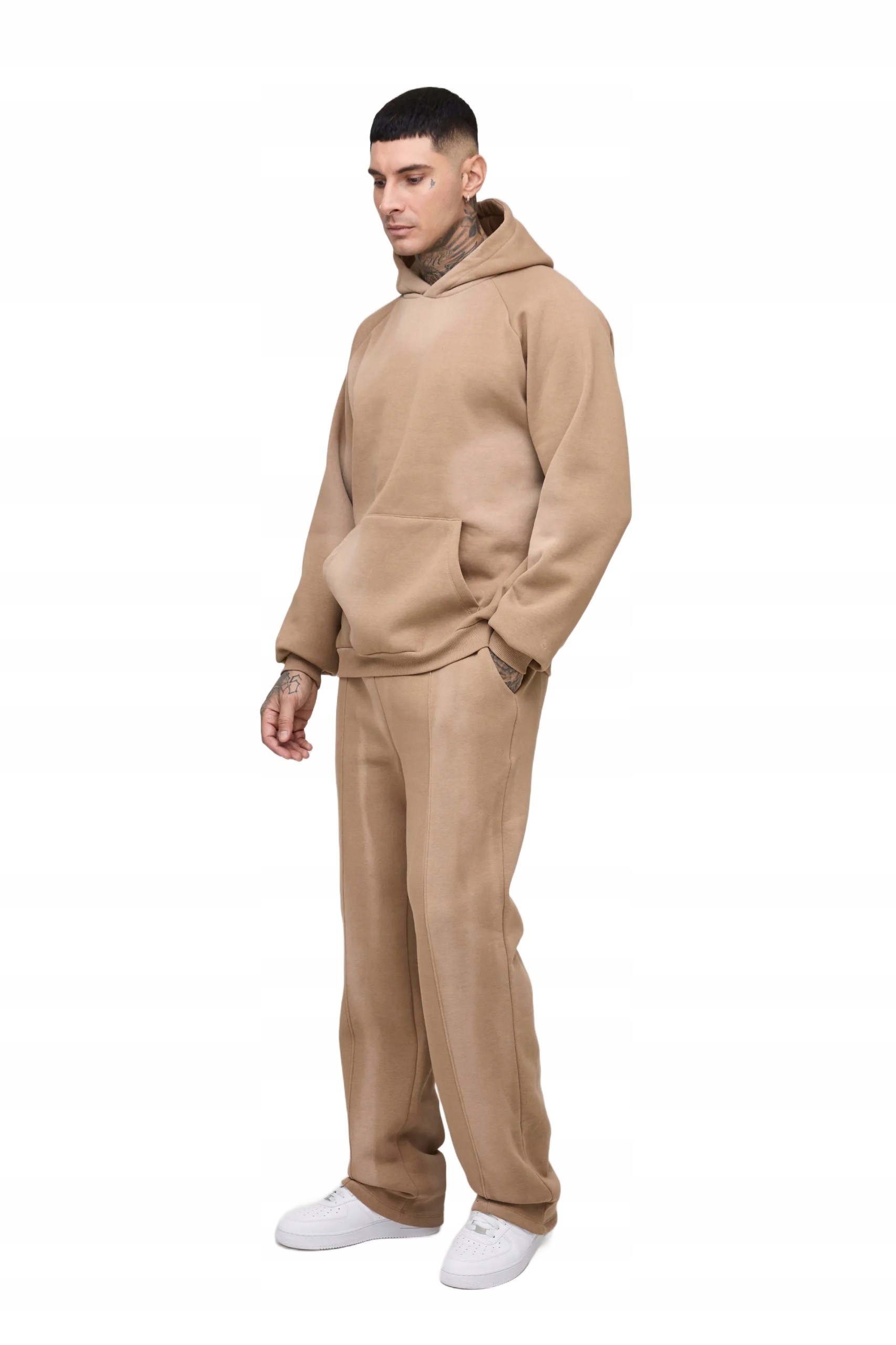 Boohooman Pánský Tepláková Souprava S Kapucí Béžová Dlouhá Nohavice S Z3A