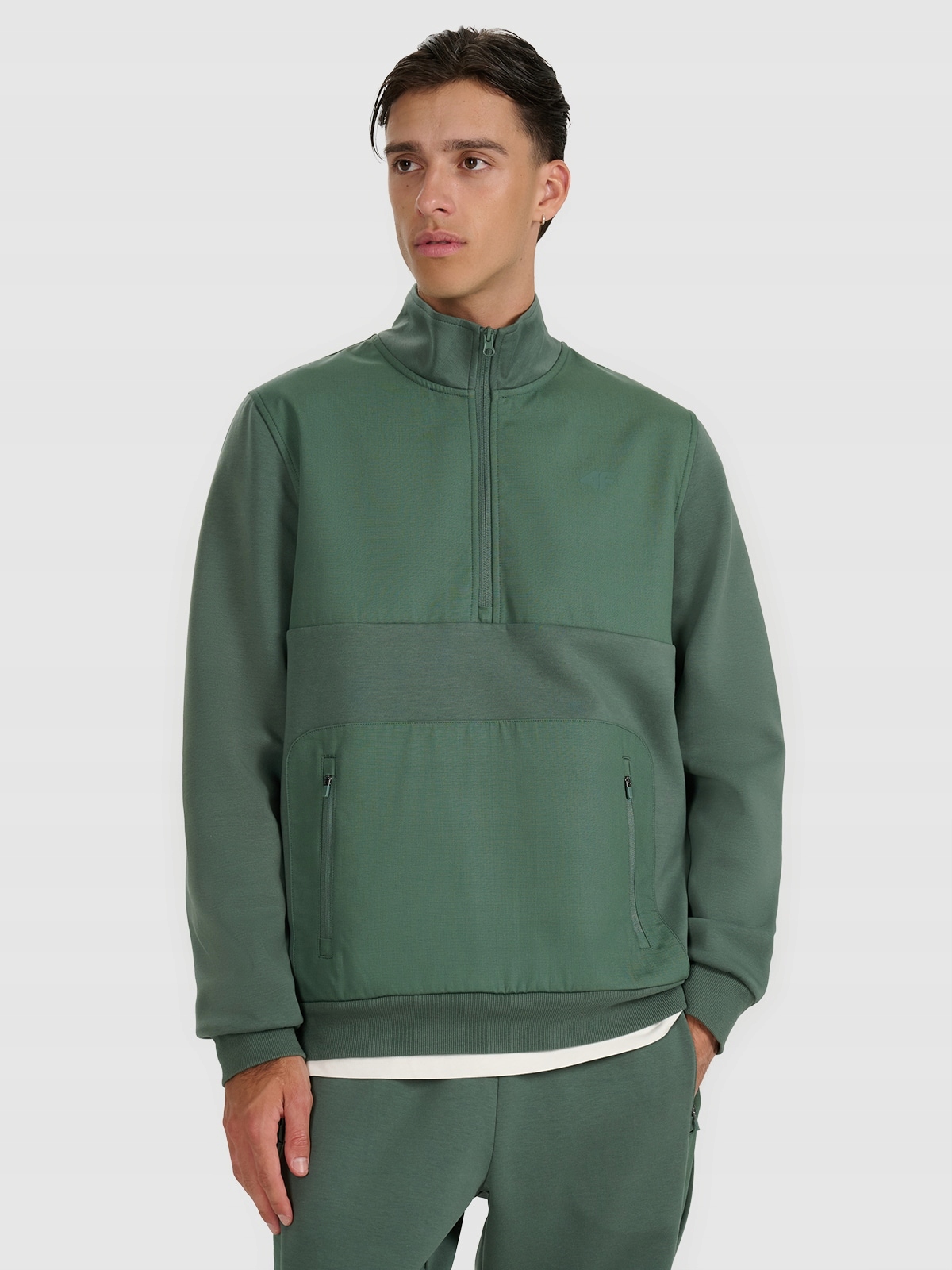 Pánská Mikina Dresová 4F Se Zipem Do Poloviny Interlock TSWSM1947 AW25 XXL