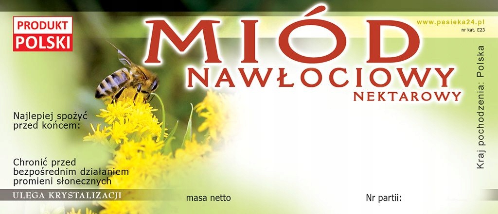 

Paczka etykiet na miód nawłociowy (100szt) E23
