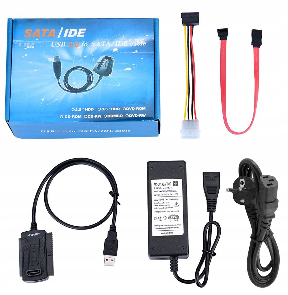 ADAPTER DYSK ATA IDE 2.5 3.5 SATA USB 1,5A zasilacz
