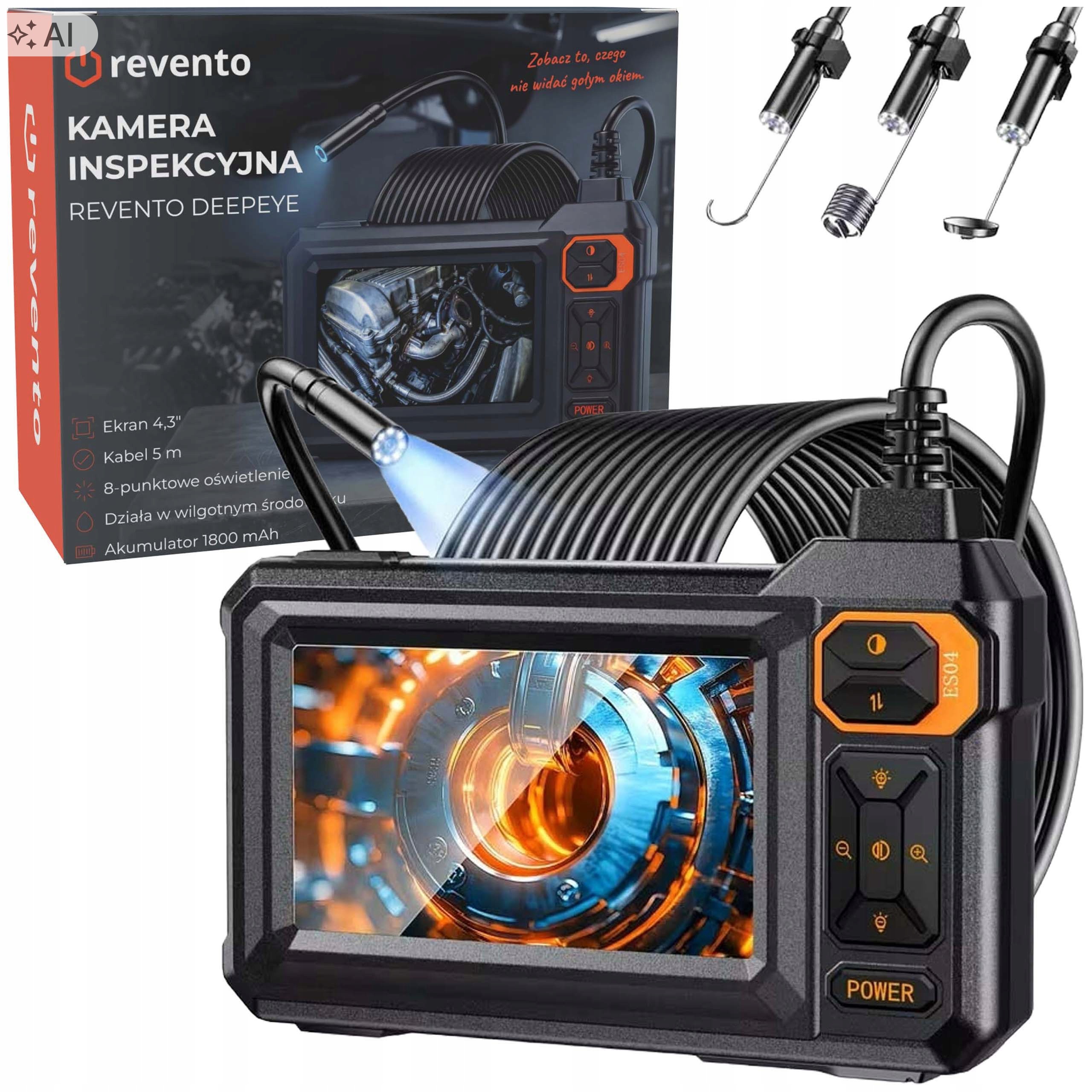 Endoskopická Inspekční Kamera S Displejem 4.3 LCD 8 MM 5 M Full Hd