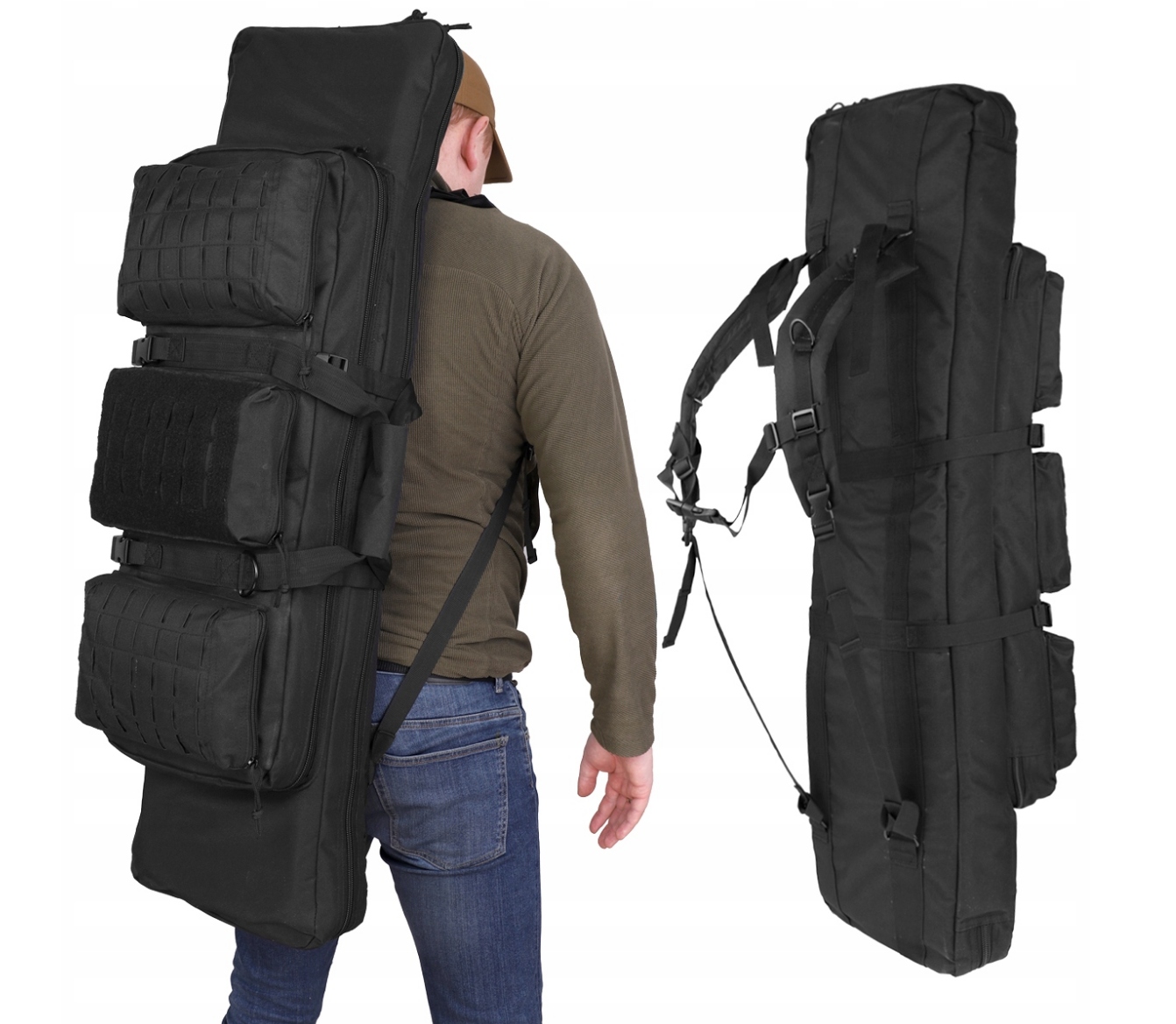 Dvojité pouzdro na zbraň s dlouhou puškou Mil-Tec, černé, 106 cm