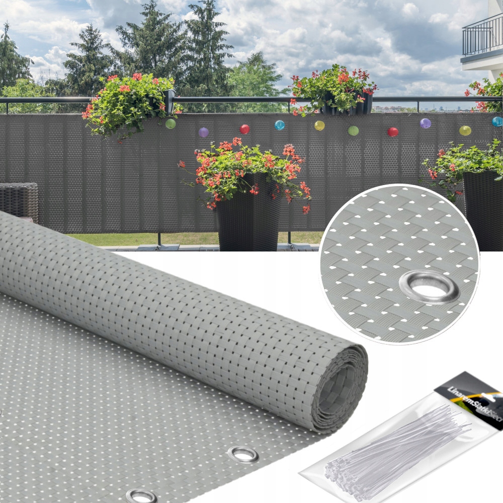 

Osłona Mata Rattan Na Balkon Taras 0,9x3m +oczka