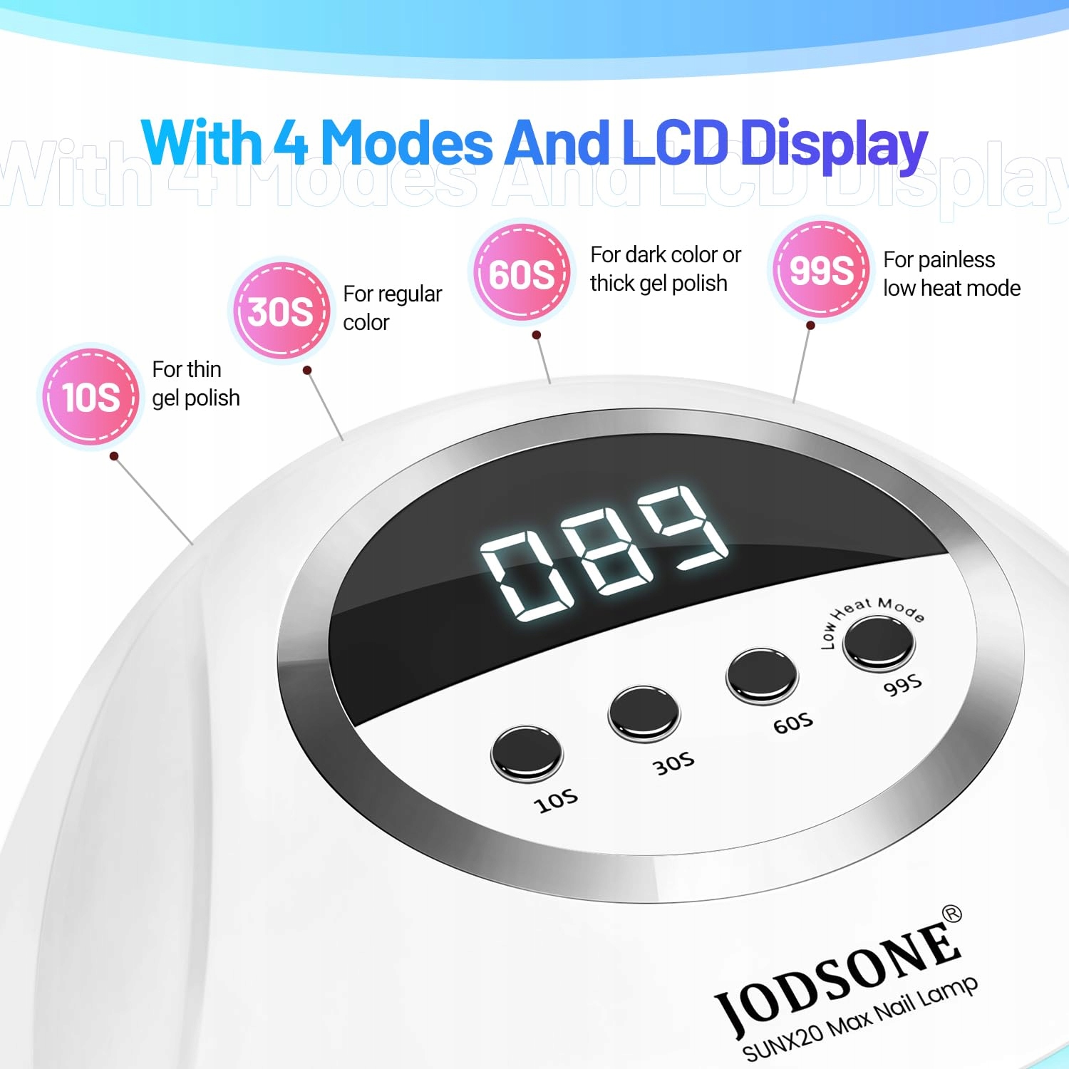 JODSONE 320W UV LED Lampa Do Paznokci Z Auto Sensorem 72 LED 4 Timery — miniatura 3