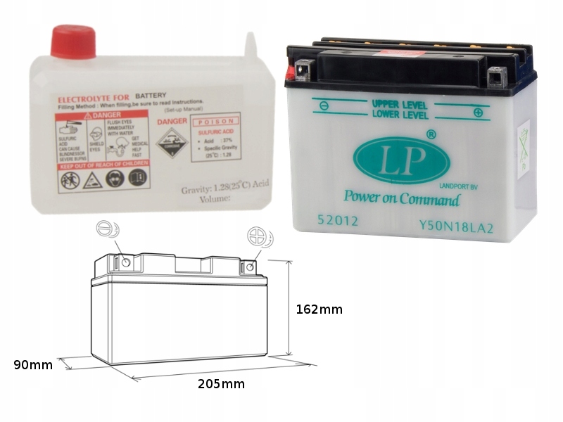 Landport Batéria Y50-N18L-A2 (MD L50N18LA2) 12V 20AH 206X91X164 (G50N18L