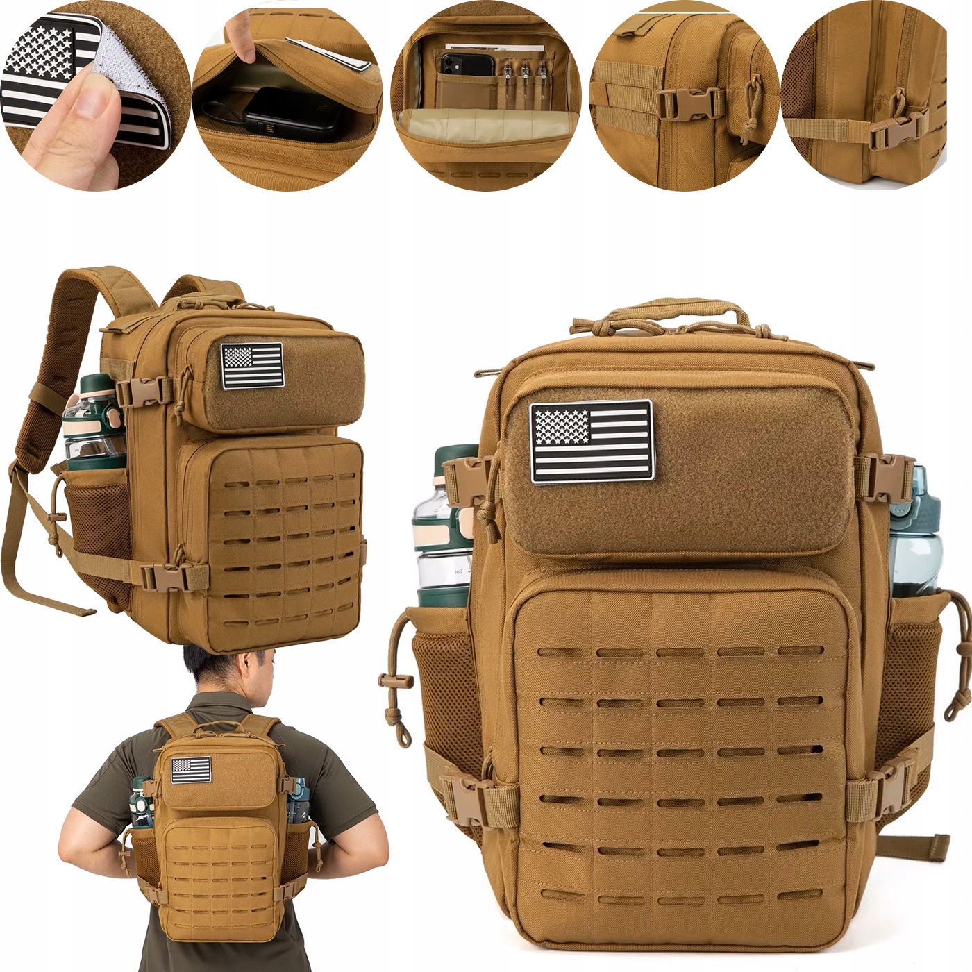 Batoh 45L Vojenský Survival Bag Out Bag Khaki Velký