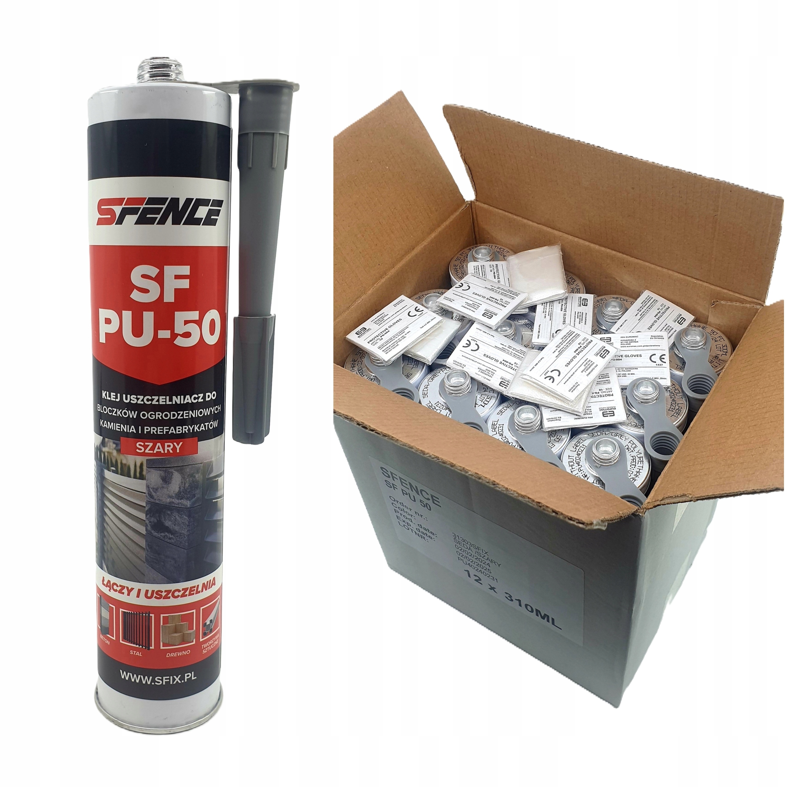 Klej uszczelniacz do bloczków ogrodzeniowych, do ogrodzeń, 12szt. Sfence