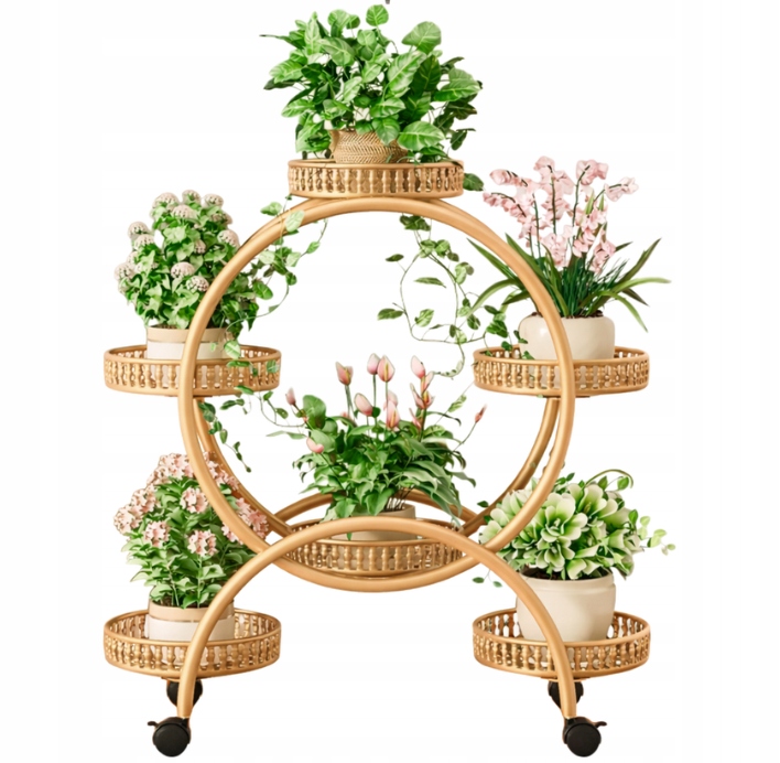 Květinový Stojan Na Květiny Kovový Stojan Na Kolečkách Loft Rostliny 75 cm