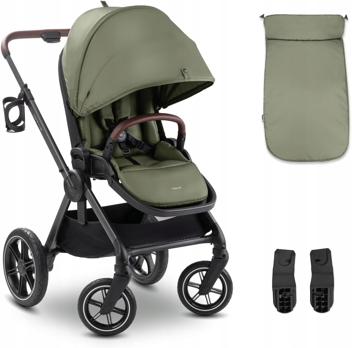 Hauck Comfort N Care Wózek spacerowy oliwkowy do 22kg dodatki