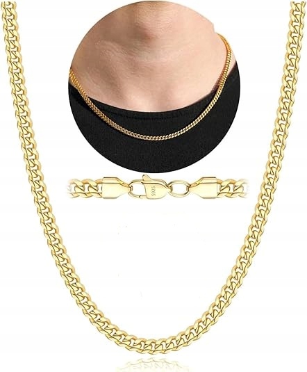 Pozlacený řetízek pánský pancr s diamantovou stříbro o ryzosti 925 60 cm