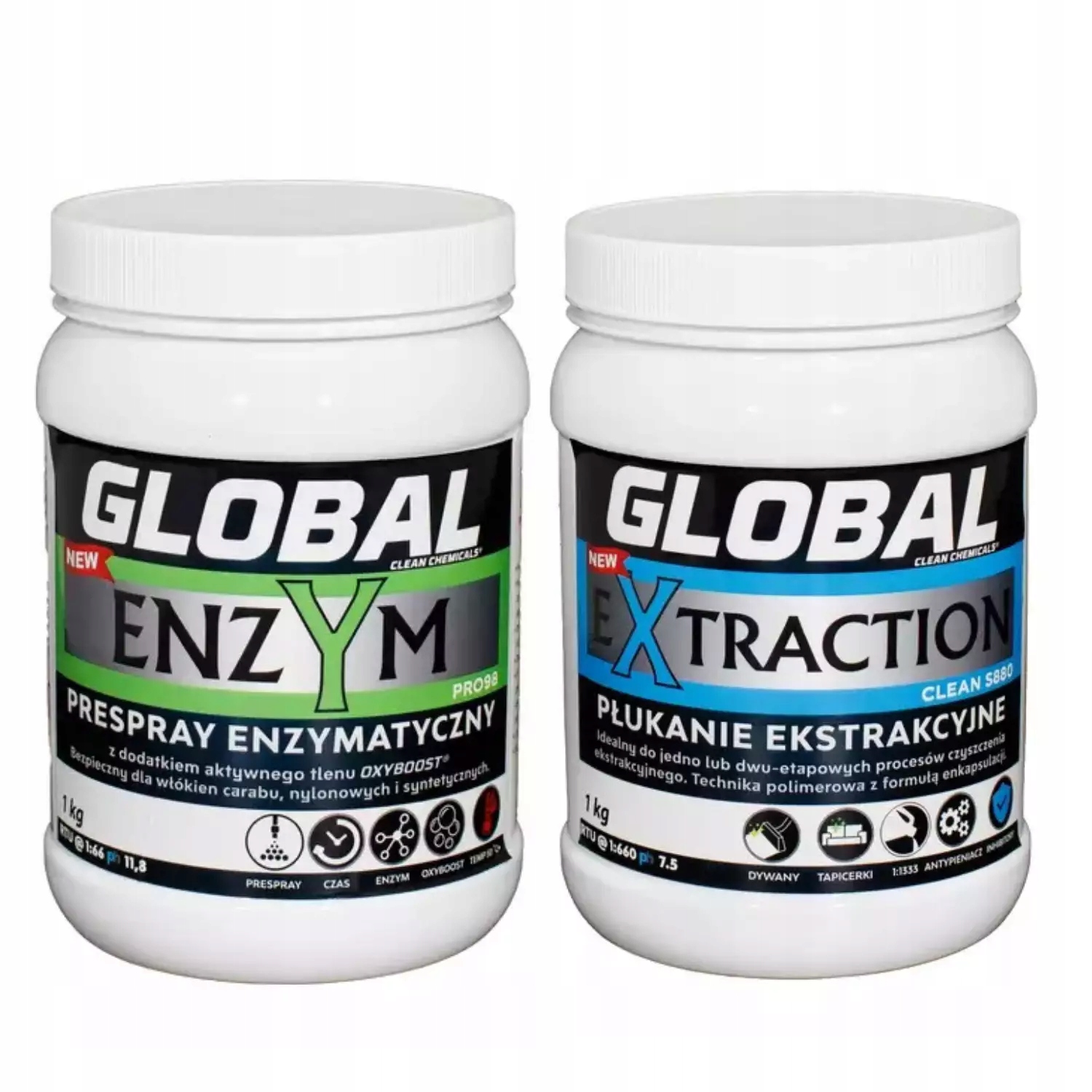 Global Enzyme 98 1KG + Global Extraction S880 1KG - zestaw do prania