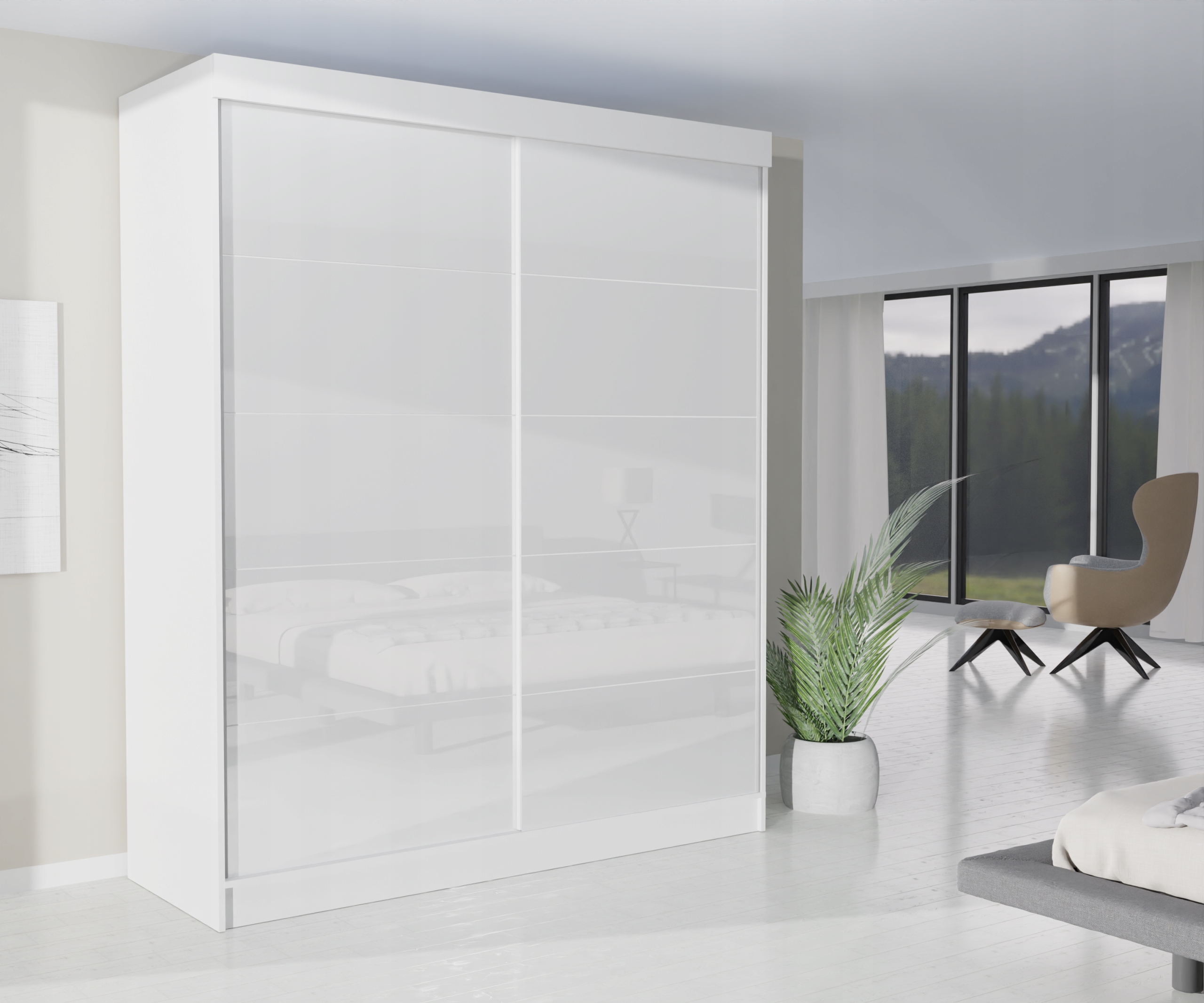 SZAFA PRZESUWNA GARDEROBA - BERNO 2D 140CM BIAŁA PRZESUWNA LUSTRO PŁYTA Informacje dodatkowe szafa z lustrem