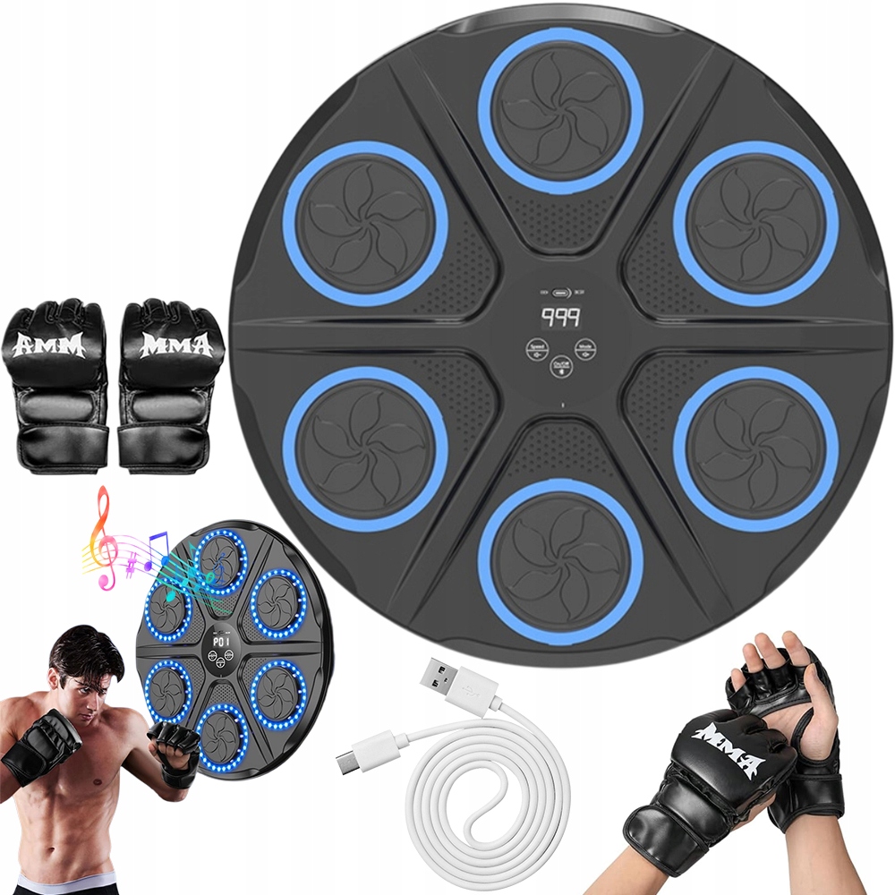 XL Hudební Boxovací Stroj Tréninkový Kotouč Boxovací Stroj Bt +2 Rukavice