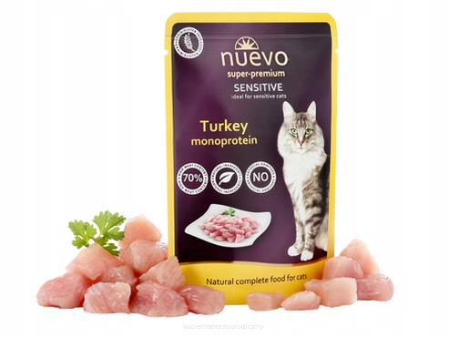 Levně Nuevo Premium Mono Kapsička mokré krmivo pro kočky Krůta 24x85g