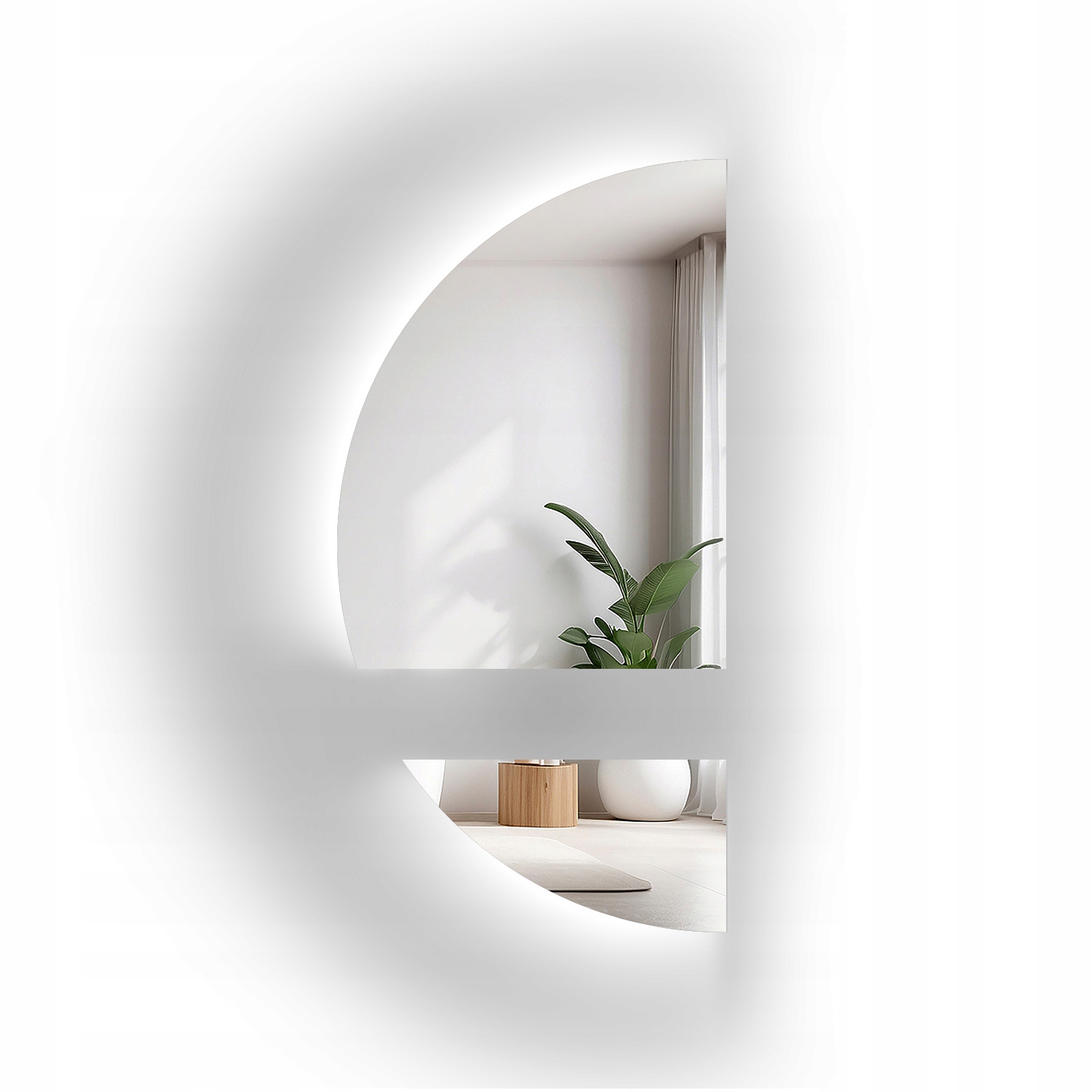 Zrcadlo půlkruhové Doppio Ve Dvou Částech Led 70x140, výřez pro skříňku