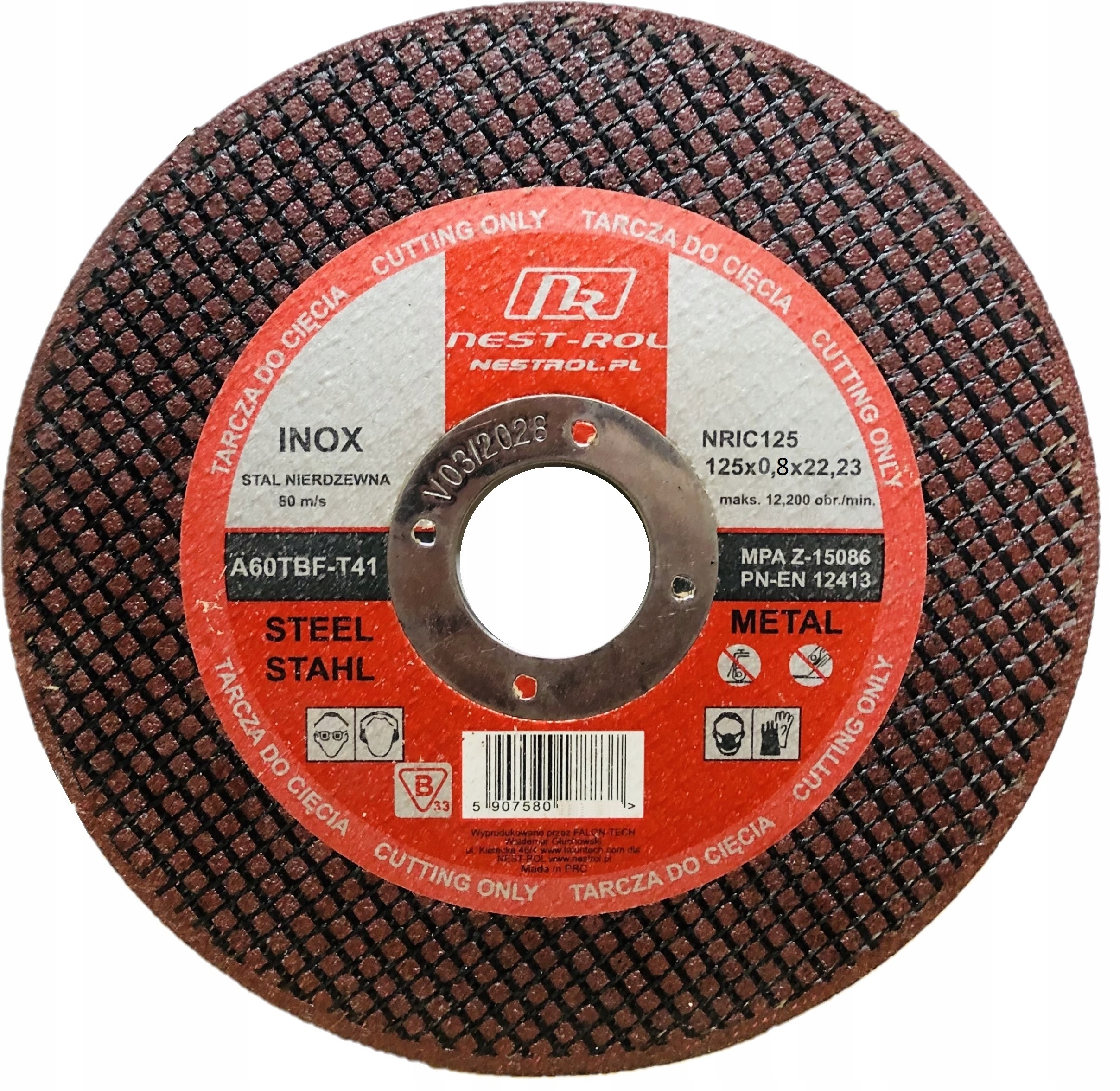 Nest-Rol Tarcza do cięcia stali nierdzewnej Inox 125 mm x 0,8 mm