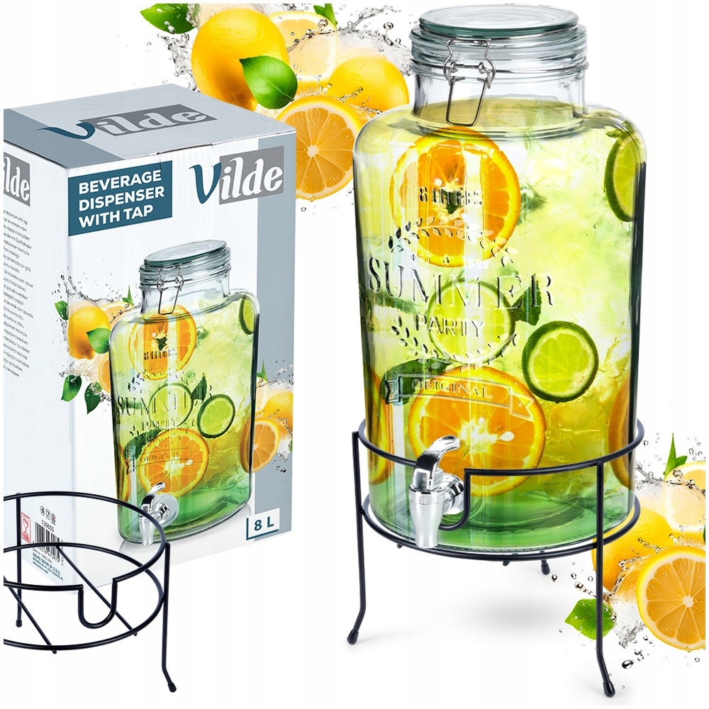 Sklenice Nápoje velká sklenice distributor sklo kohoutkem stojanem 8L