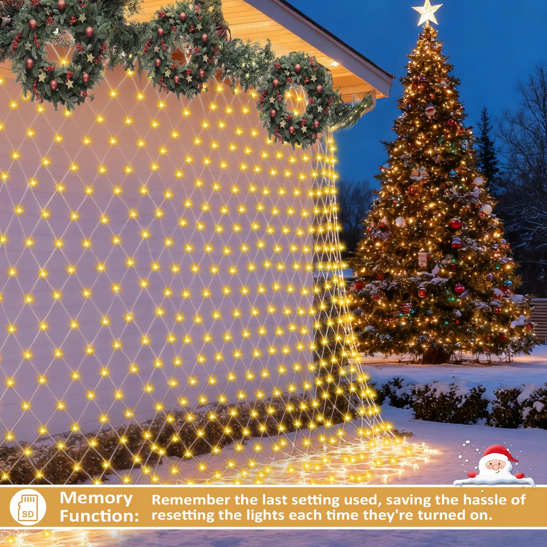DANKELED 2x3M LED Świąteczne Światła Ciepłe Wodoodporne — miniatura 4