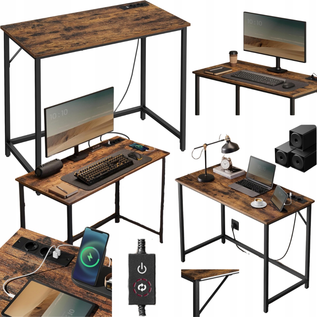 Herný počítačový stôl Led s Usb zásuvkami Vasagle Loft Pracovný stôl