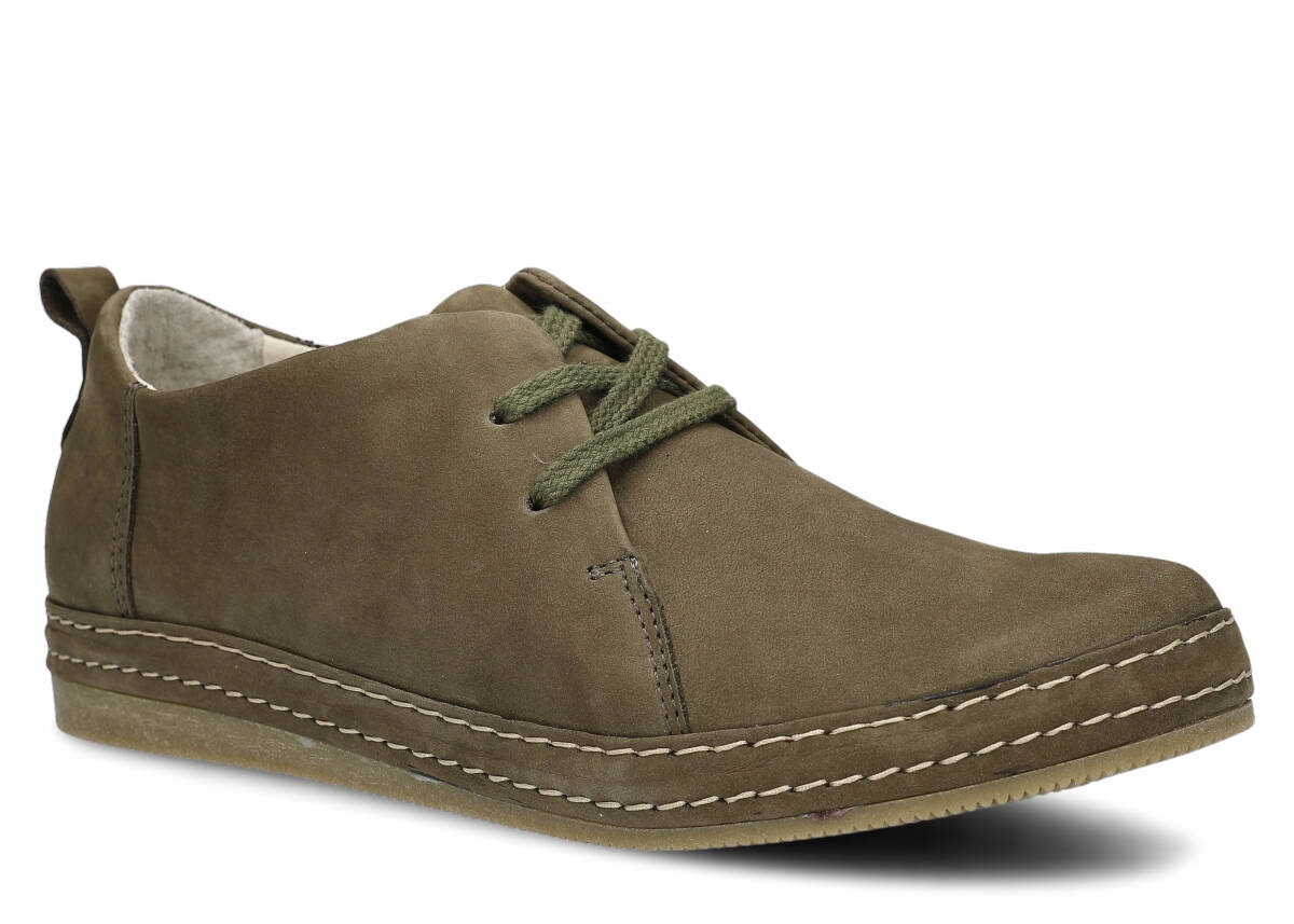 Dámské kožené polobotky khaki Nagaba 382 pohodlné, polské, casual 40